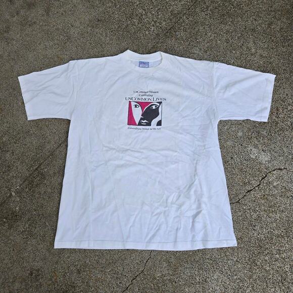 Vtg 90s UNCOMMON LIVES Women In The Arts Portrait Graphic Art Event Tee Shirt XL - Picture 1 of 6